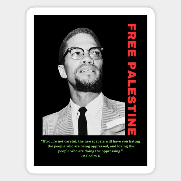 Free Palestine Malcolm X Magnet by QuirkyQuest Creations